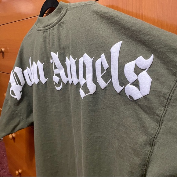SOLD -Palm Angels Military Green Classic Logo Over T-Shirt - Picture 9 of 11